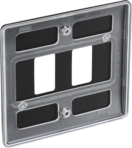 BG RNFB2 Matt Black Steel 2 Gang Front Cover Plate BG Nexus