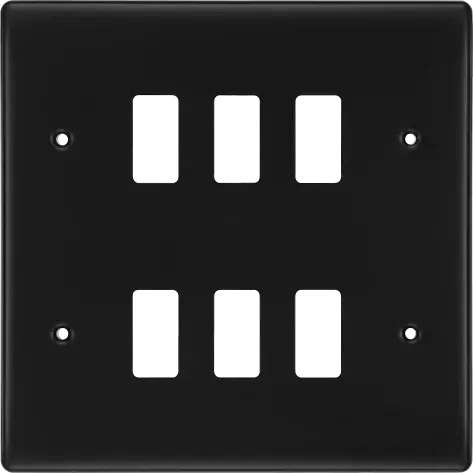 BG RNFB6 Matt Black Steel 6 Gang Front Cover Plate BG Nexus
