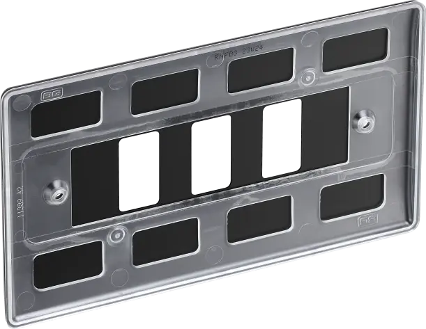 BG RNFB3 Matt Black Steel 3 Gang Front Cover Plate BG Nexus