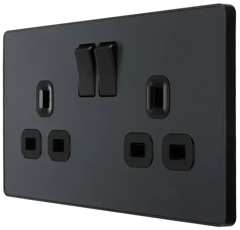 BG Evolve Matt Grey Screwless Double Socket PCDMG22B BG (British General)
