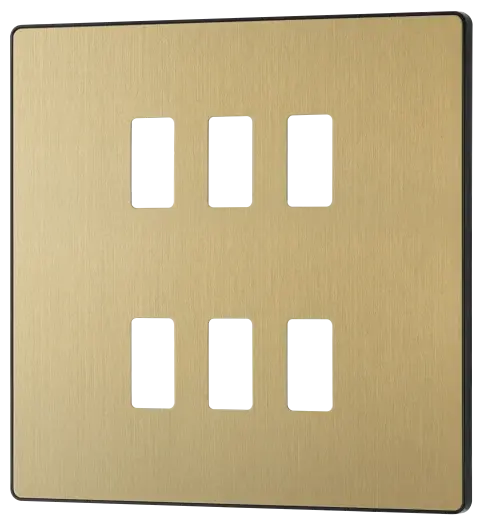BG Evolve Satin Brass RPCDSB6B 6 Gang Front Cover Plate BG (British General)