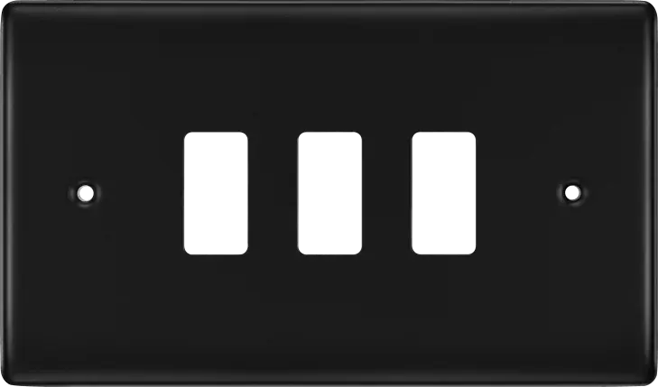 BG RNFB3 Matt Black Steel 3 Gang Front Cover Plate BG Nexus