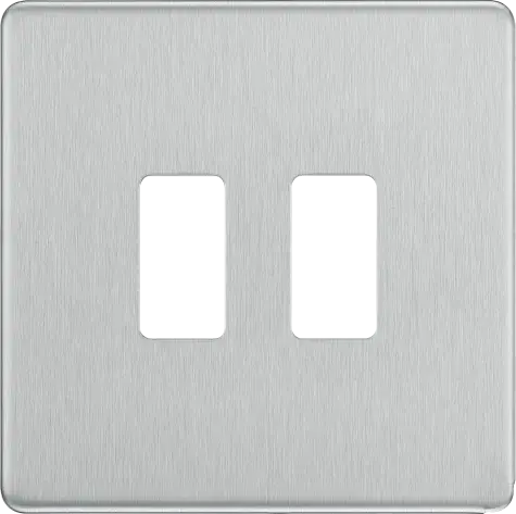 BG RFBS2 Screwless Brushed Steel 2 Gang Front Cover Plate BG Nexus