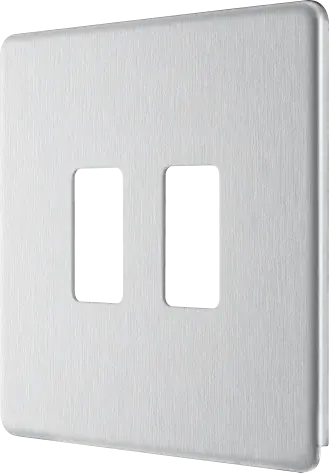 BG RFBS2 Screwless Brushed Steel 2 Gang Front Cover Plate BG Nexus