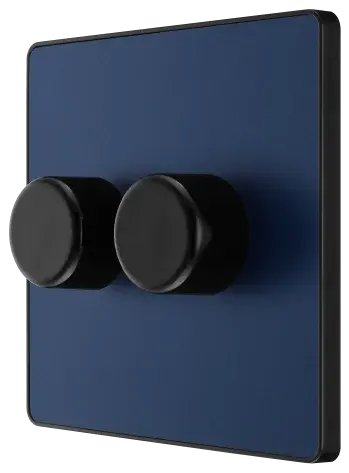 BG Evolve Matt Blue Screwless Double Trailing Edge Dimmer Switch PCDDB82B BG (British General)