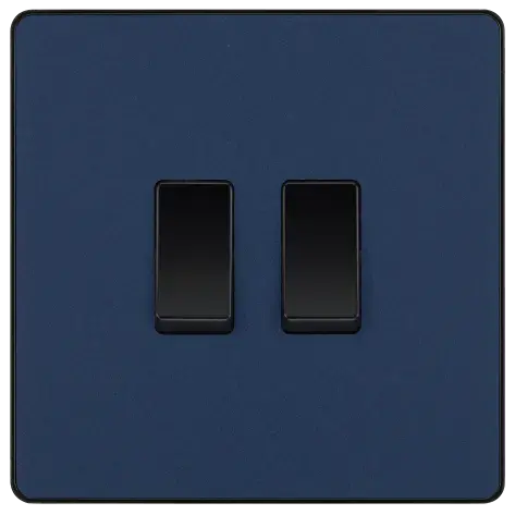 BG Evolve Matt Blue Screwless Double Light Switch PCDDB42B BG (British General)
