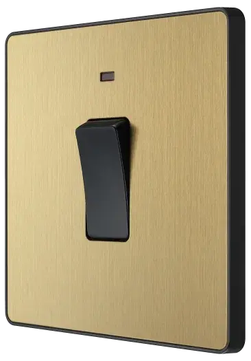 BG Evolve Satin Brass Screwless 20A Double Pole Switch + Neon PCDSB31B BG (British General)
