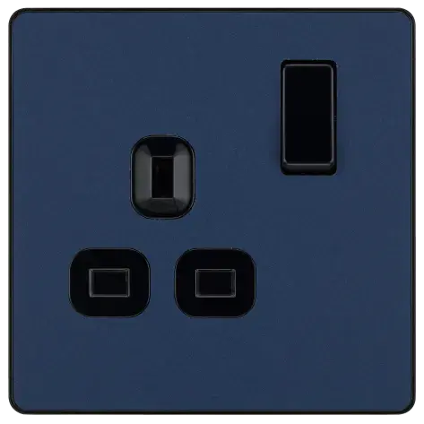 BG Evolve Matt Blue Screwless Single Socket PCDDB21B BG (British General)