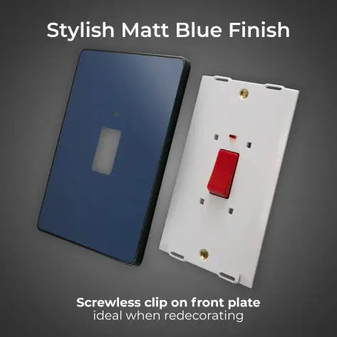 BG Evolve Matt Blue Screwless 45A DP Double Plate + Neon PCDDB72B BG (British General)