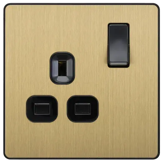 BG Evolve Satin Brass Screwless Single Socket PCDSB21B BG (British General)