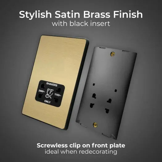 BG Evolve Satin Brass Screwless Dual Volt Shaver Socket PCDSB20B BG (British General)