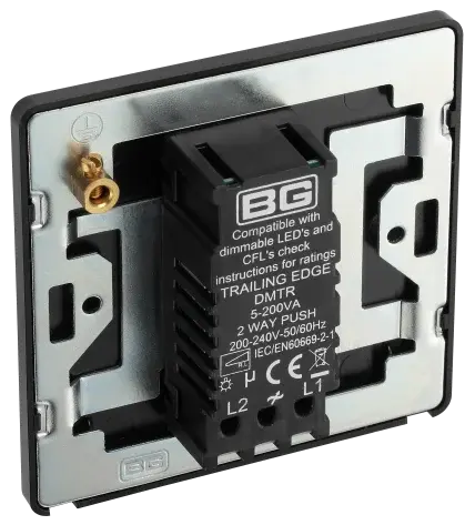 BG Evolve Matt Blue Screwless Single Trailing Edge Dimmer Switch PCDDB81B BG (British General)
