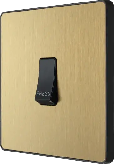 BG Evolve Satin Brass Screwless Single Press Switch PCDSB14B BG (British General)