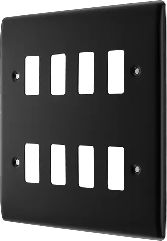 BG RNFB8 Matt Black Steel 8 Gang Front Cover Plate BG Nexus