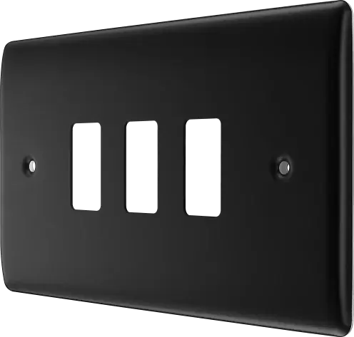 BG RNFB3 Matt Black Steel 3 Gang Front Cover Plate BG Nexus