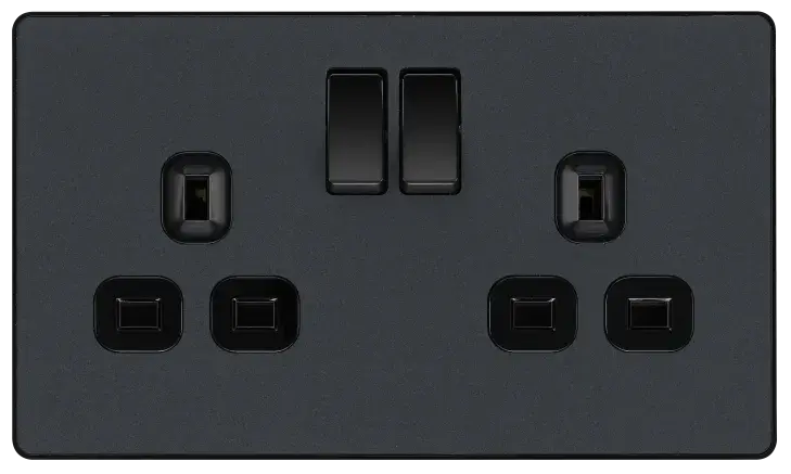 BG Evolve Matt Grey Screwless Double Socket PCDMG22B BG (British General)