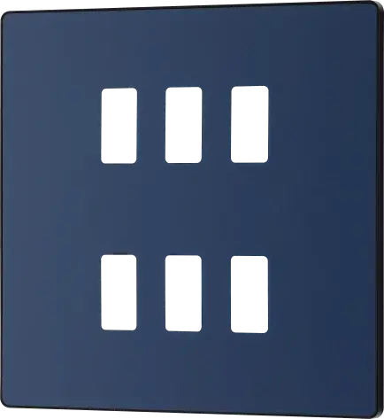 BG Evolve Matt Blue RPCDDB6B 6 Gang Front Cover Plate BG (British General)