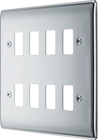 BG RNPC8 Polished Chrome 8 Gang Front Cover Plate BG Nexus