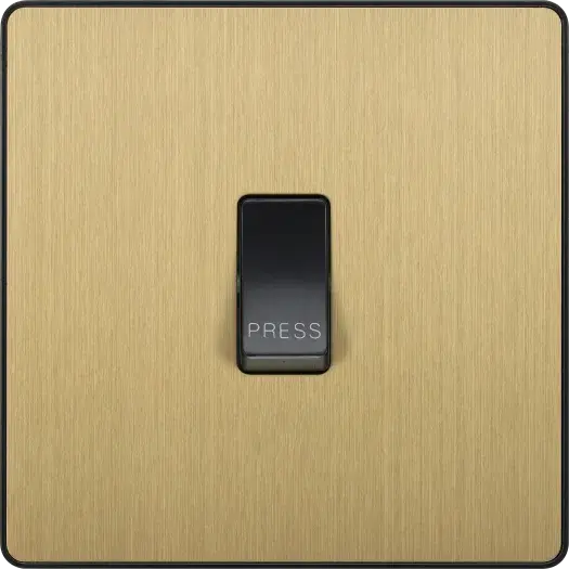 BG Evolve Satin Brass Screwless Single Press Switch PCDSB14B BG (British General)