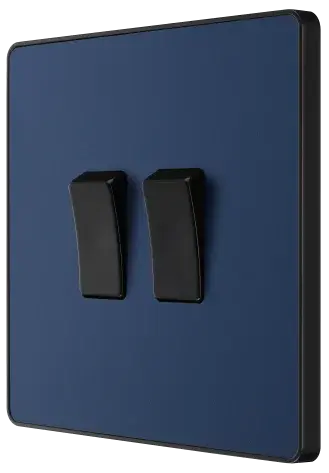 BG Evolve Matt Blue Screwless Double Light Switch PCDDB42B BG (British General)