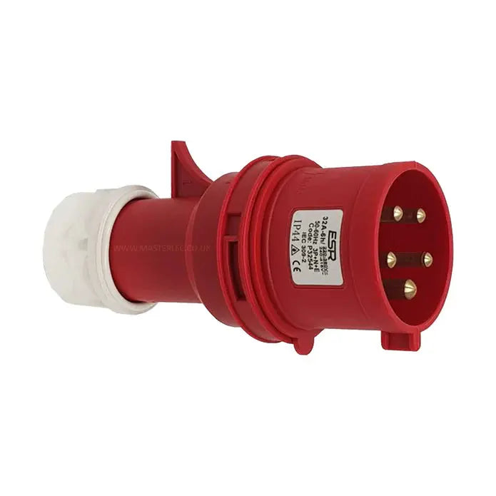 ESR Fast Fit Industrial Trailing Plug IP44 32 Amp 5 Pin P32544 Red 3P + N + E ESR