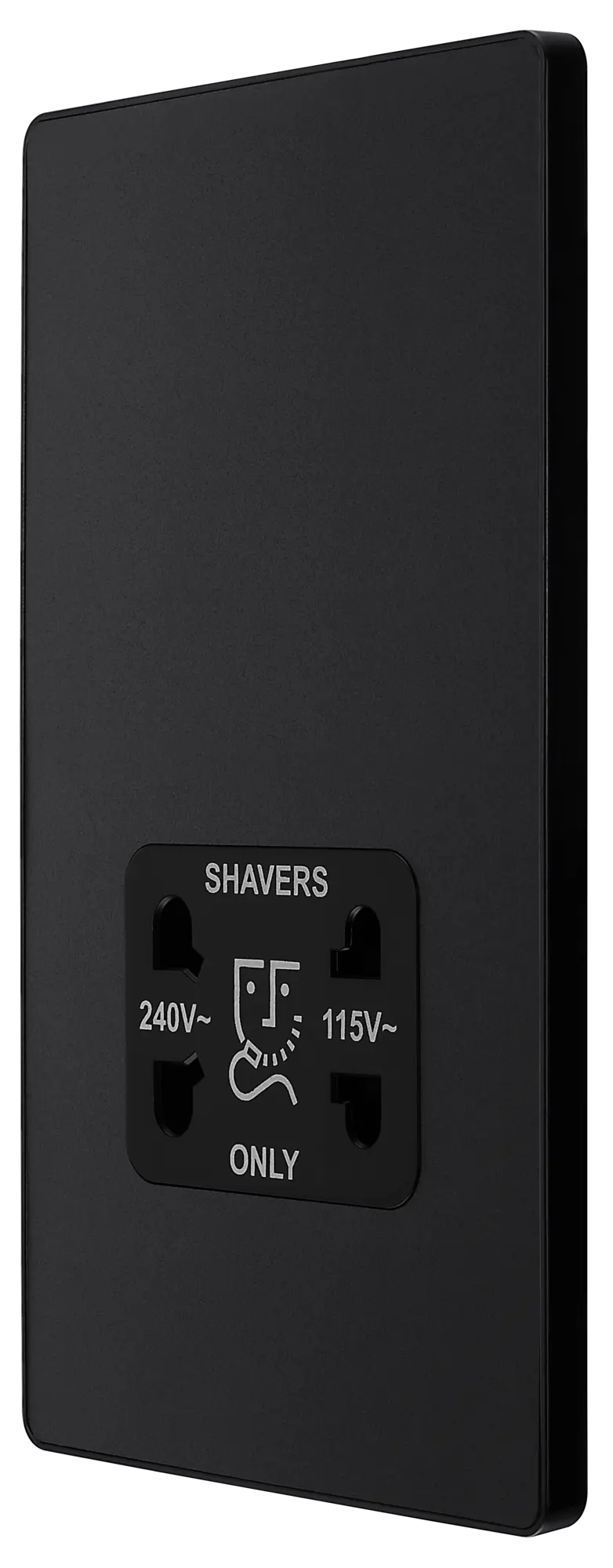 BG Evolve Matt Black Screwless Dual Volt Shaver Socket PCDMB20B BG (British General)