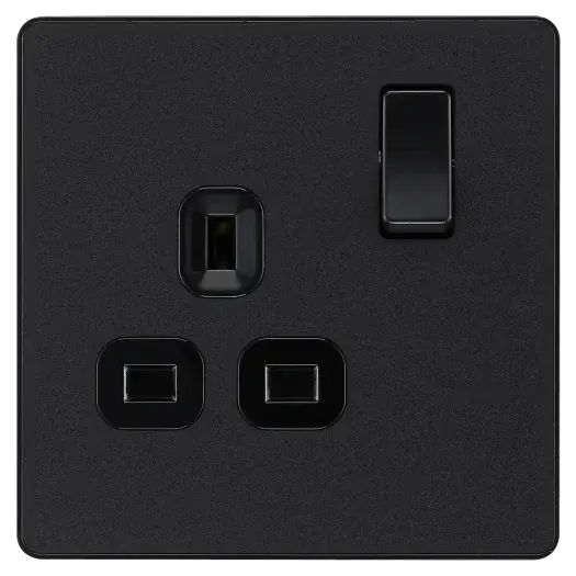 BG Evolve Matt Black Screwless Single Socket PCDMB21B BG (British General)
