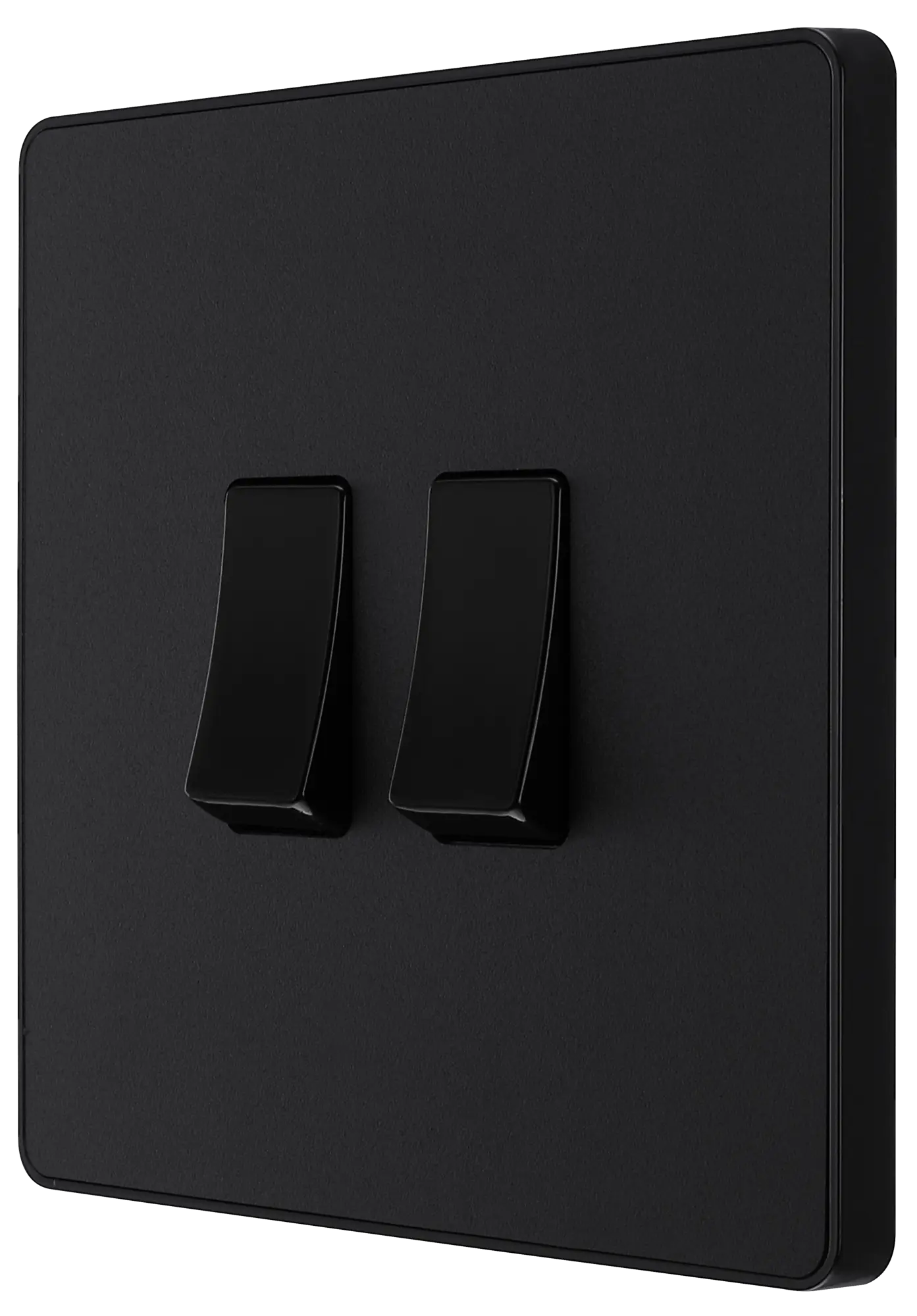 BG Evolve Matt Black Screwless Double Light Switch-PCDMB42B BG (British General)