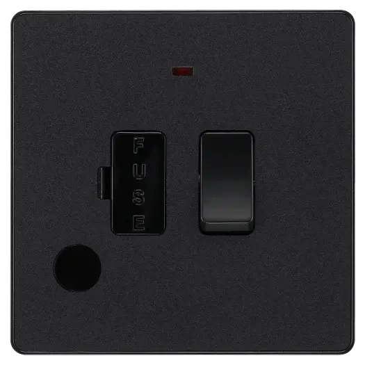 BG Evolve Matt Black Screwless Switched Spur + Neon + Cable Outlet PCDMB52B BG (British General)