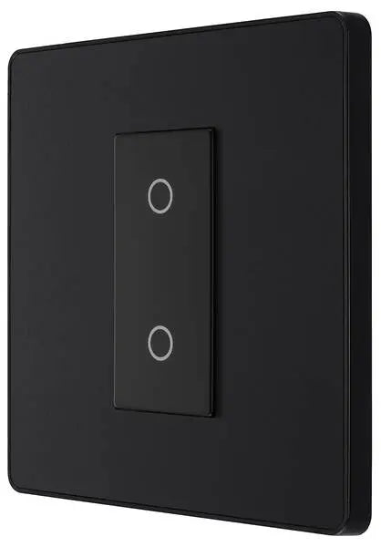 BG Evolve Matt Black Screwless Single Master Touch Dimmer Switch PCDMBTDM1B BG (British General)