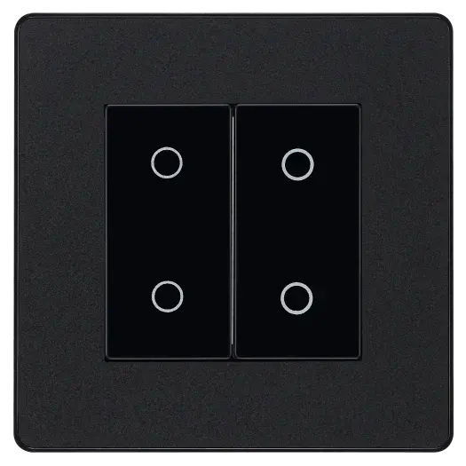 BG Evolve Matt Black Screwless Double Master Touch Dimmer Switch PCDMBTDM2B BG (British General)