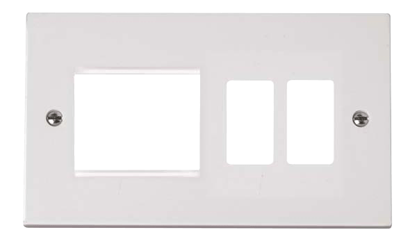 Click GridPro Hotel Accessory Plate - 2 Gang Gridpro Frontplate With Twin New Media Aperture – PRW31102