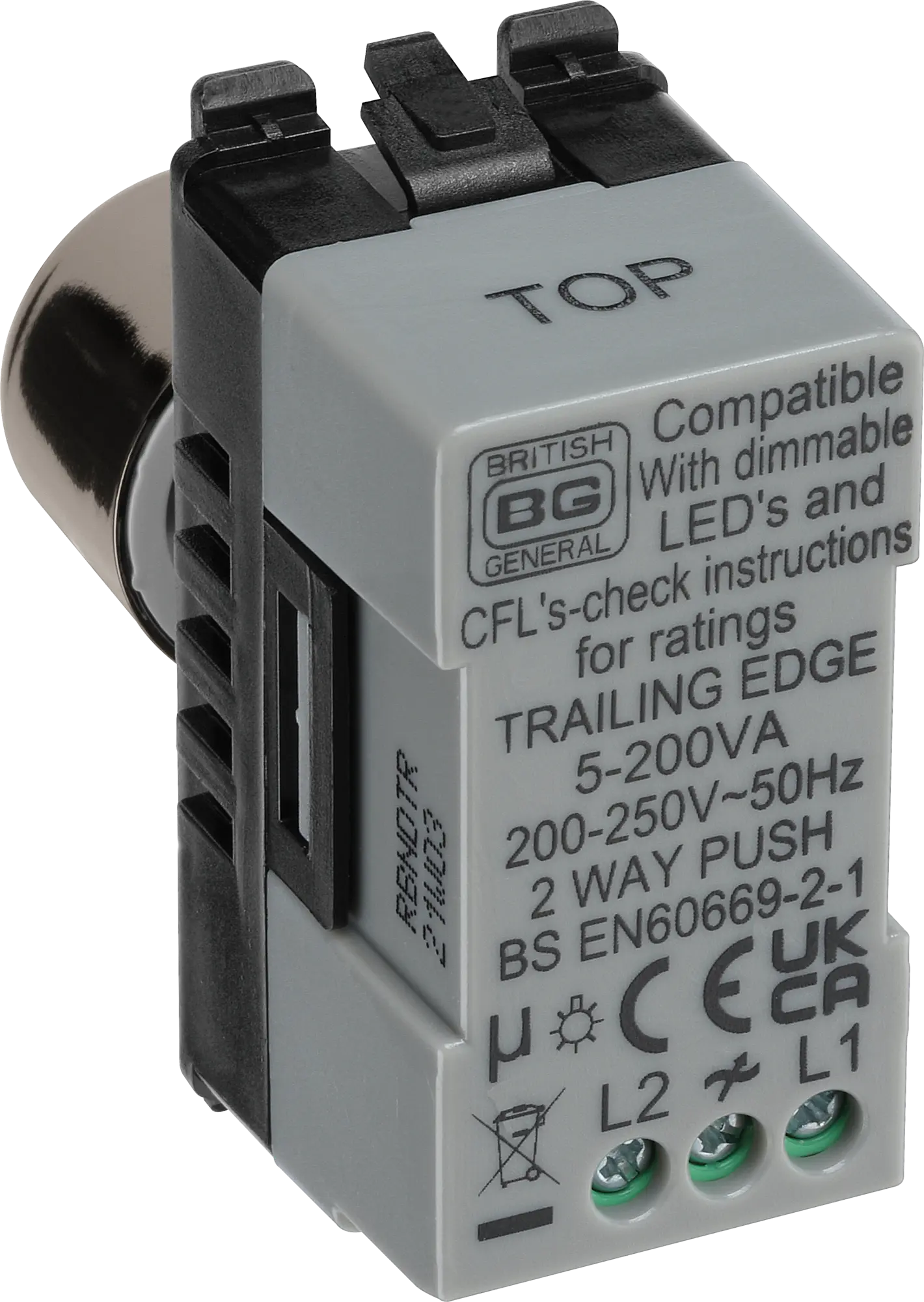 BG RBNDTR Black Nickel Single Trailing Edge Dimmer Module Grid Light Switch BG Nexus