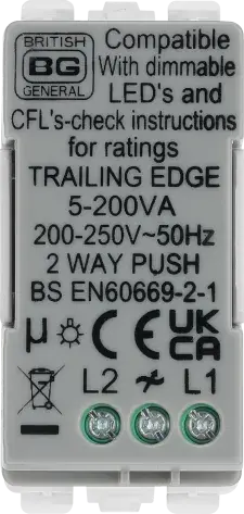 BG RDLT White Dual Intelligent Dimmer Module 2 Way Grid Light Switch BG Nexus