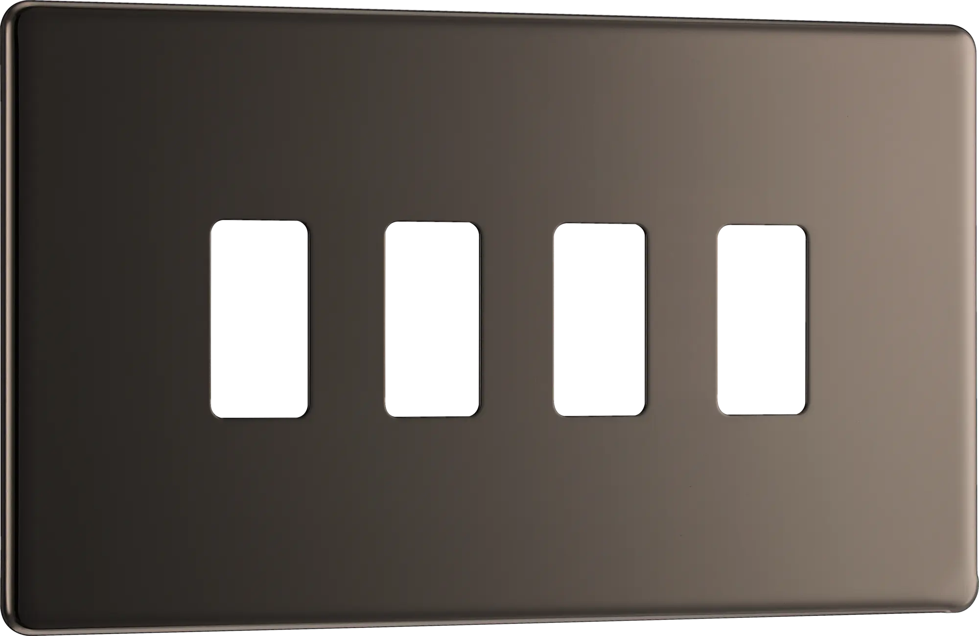 BG RFBN4 Screwless Black Nickel 4 Gang Front Cover Plate BG Nexus