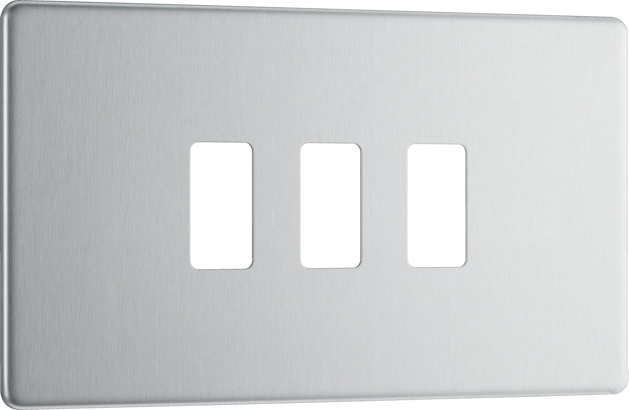 BG RFBS3 Screwless Brushed Steel 3 Gang Front Cover Plate BG Nexus