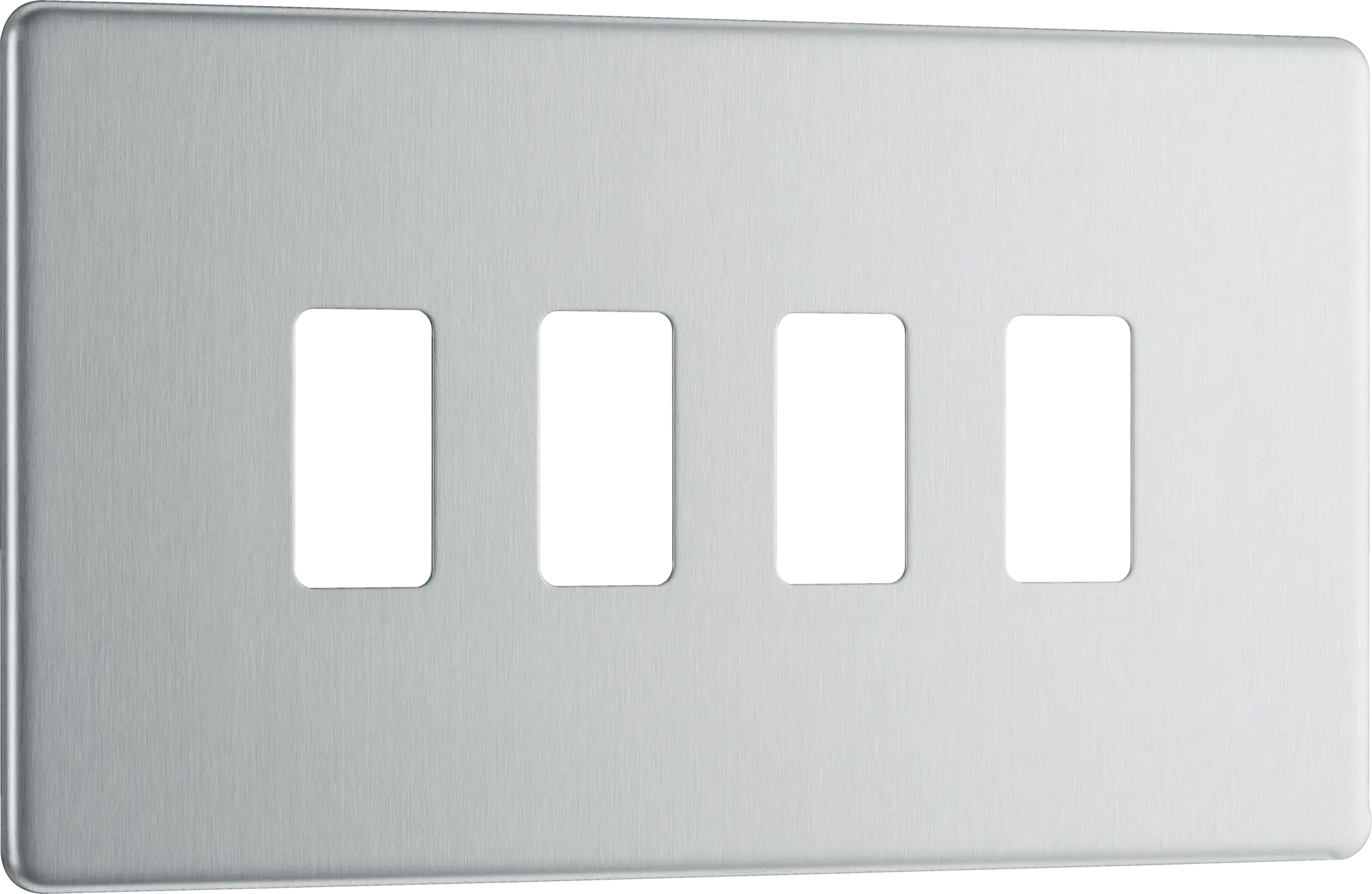 BG RFBS4 Screwless Brushed Steel 4 Gang Front Cover Plate BG Nexus