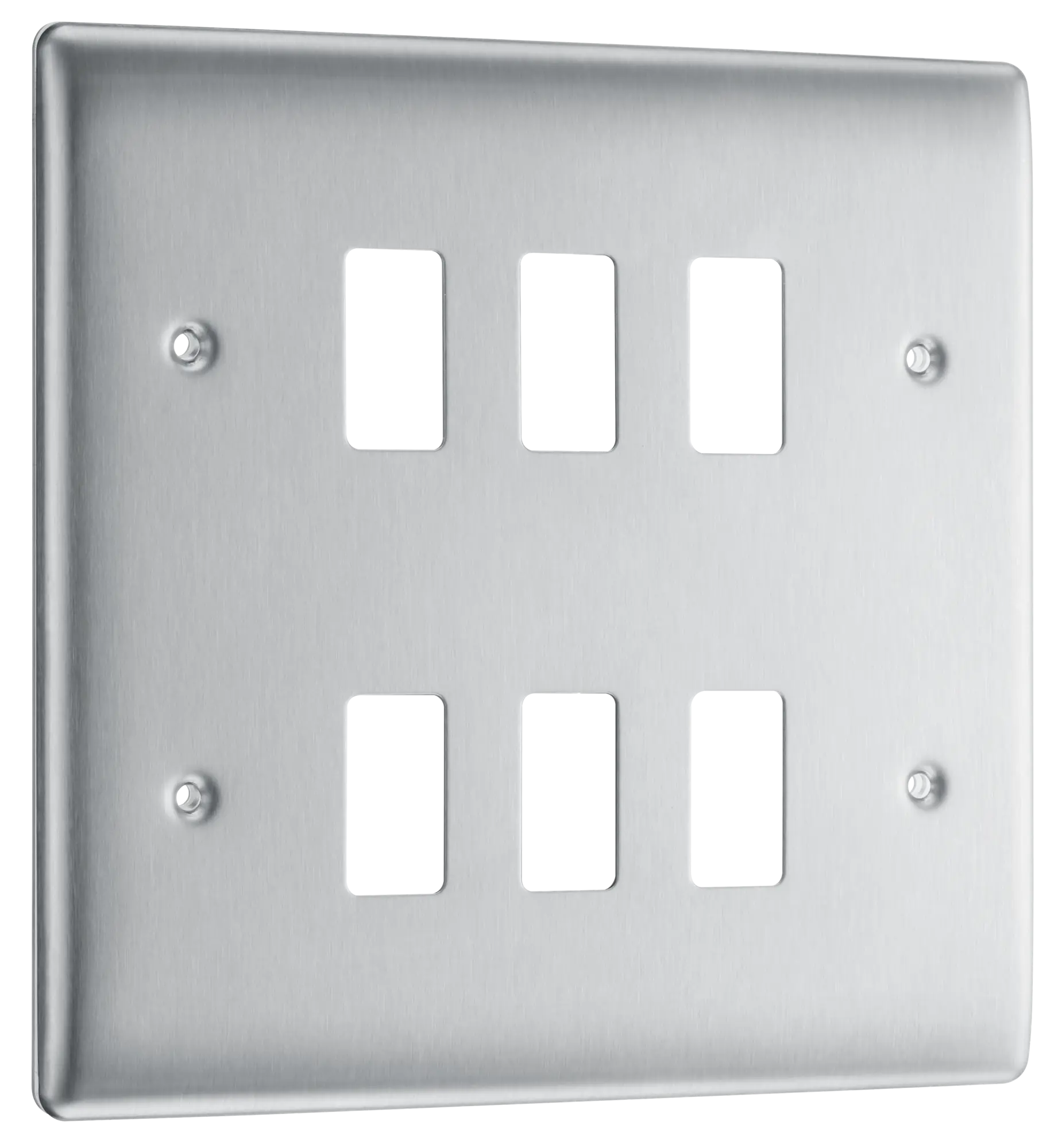 BG Brushed Steel 6 Gang Front Cover Plate - RNBS6-01 BG Nexus