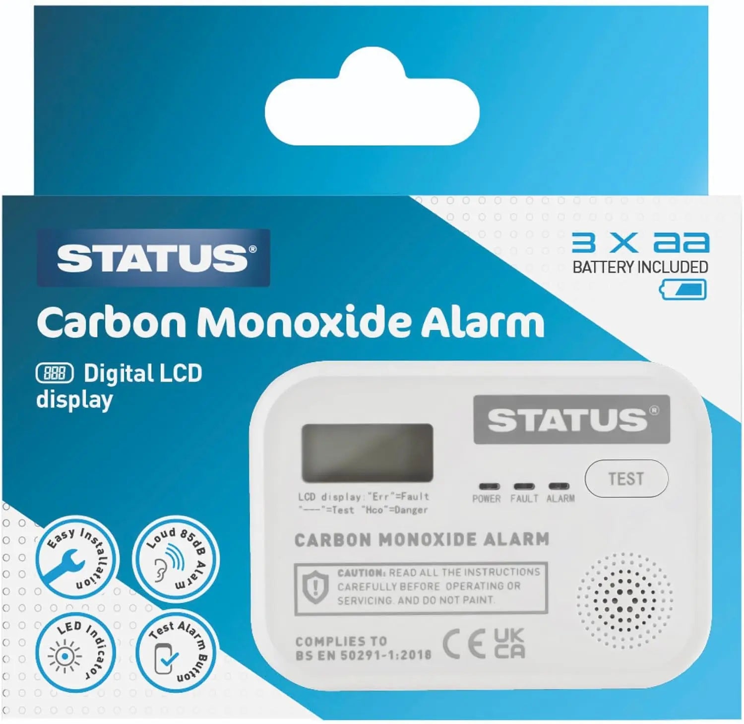 STATUS Carbon Monoxide Alarm with Batteries – SDCMA3XAA1PB4 STATUS