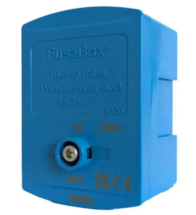 FuseBox 100A 5 Pole Electrical Connector Block IP20- Grey