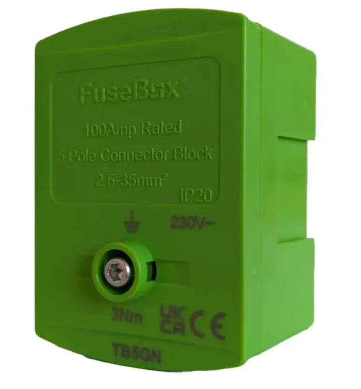 FuseBox 100A 5 Pole Electrical Connector Block IP20-(TB5) Multiple Colours FuseBox