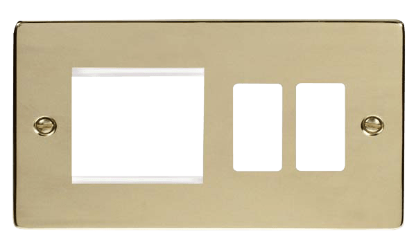 Click GridPro Hotel Accessory Plate - 2 Gang Gridpro Frontplate With Twin New Media Aperture – VPBR31102