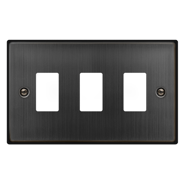 Click GridPro 3 GANG GRIDPRO FRONT PLATE - MATT BRONZE – VPBZ20403