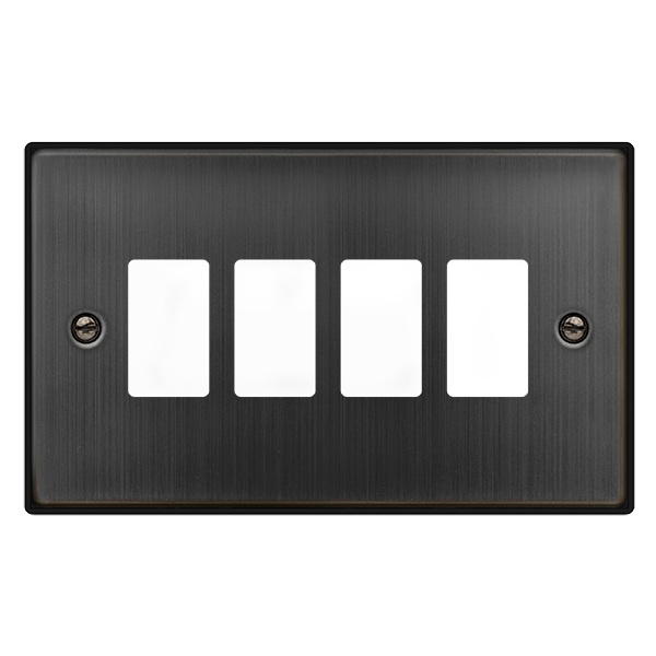 Click GridPro 4 GANG GRIDPRO FRONT PLATE - MATT BRONZE – VPBZ20404