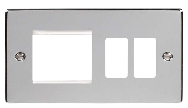 Click GridPro Hotel Accessory Plate - 2 Gang Gridpro Frontplate With Twin New Media Aperture – VPCH31102