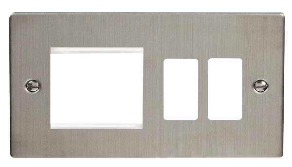 Click GridPro Hotel Accessory Plate - 2 Gang Gridpro Frontplate With Twin New Media Aperture – VPSS31102