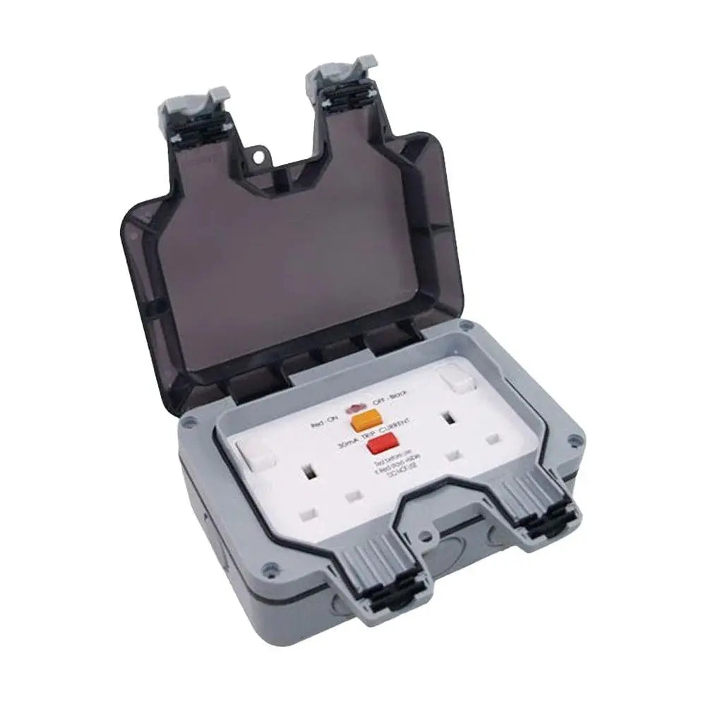 BG IP66 13A 2-Gang RCD Switched Outdoor Socket - WP22RCD BG Electrical