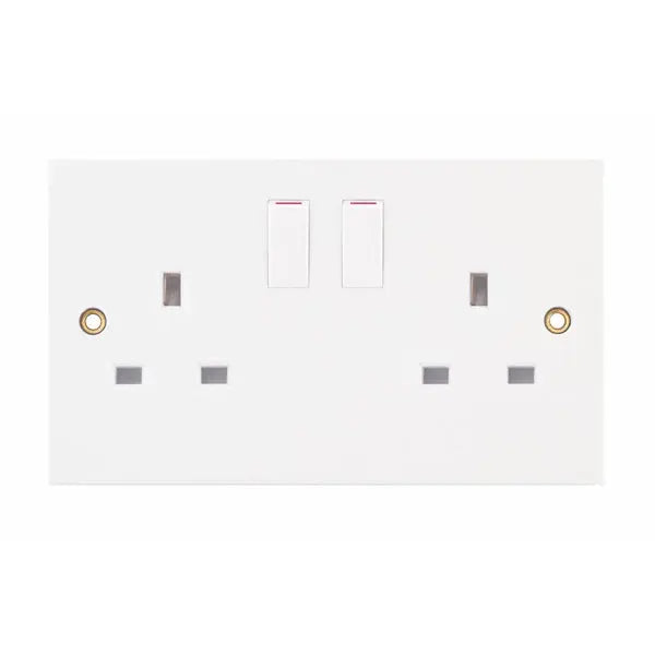 White Double Socket - 2 Gang Switched Socket DP 13 amp - LG9096-1E Selectric