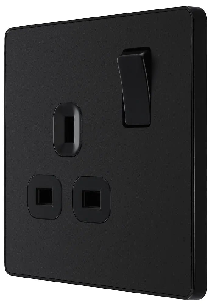 BG Evolve Matt Black Screwless Single Socket PCDMB21B BG (British General)