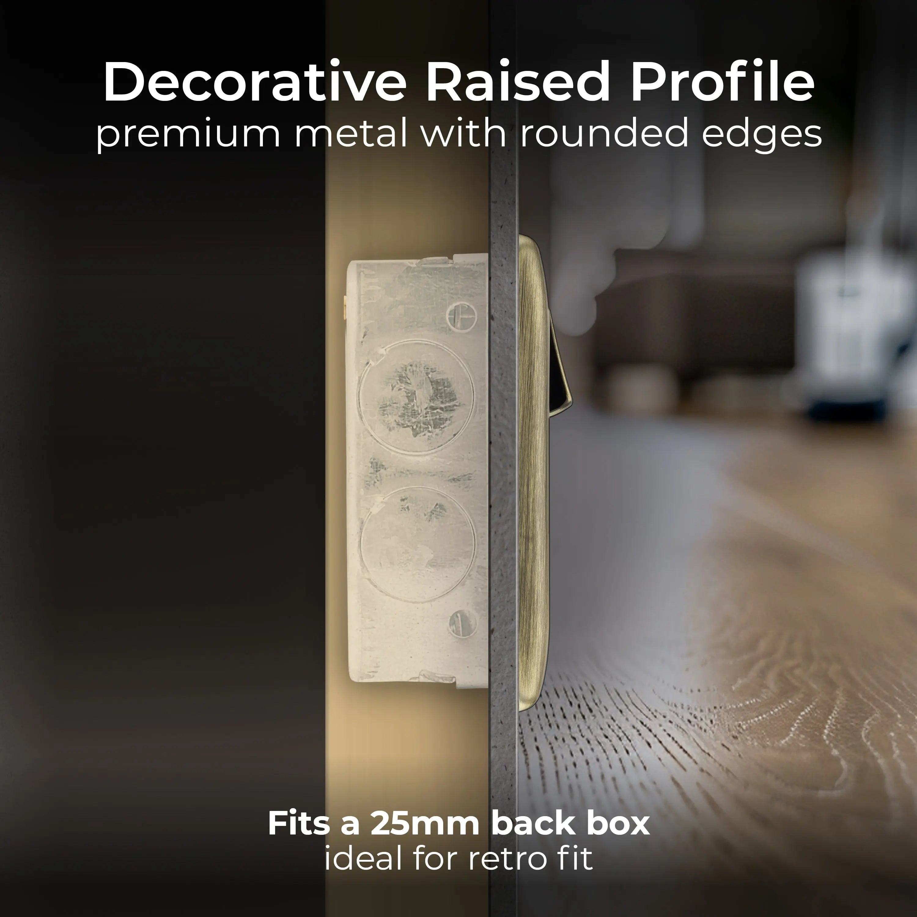 British General Nexus Metal 13A 2-Gang DP Switched Plug Sockets Antique Brass - 5 Pack BG Nexus